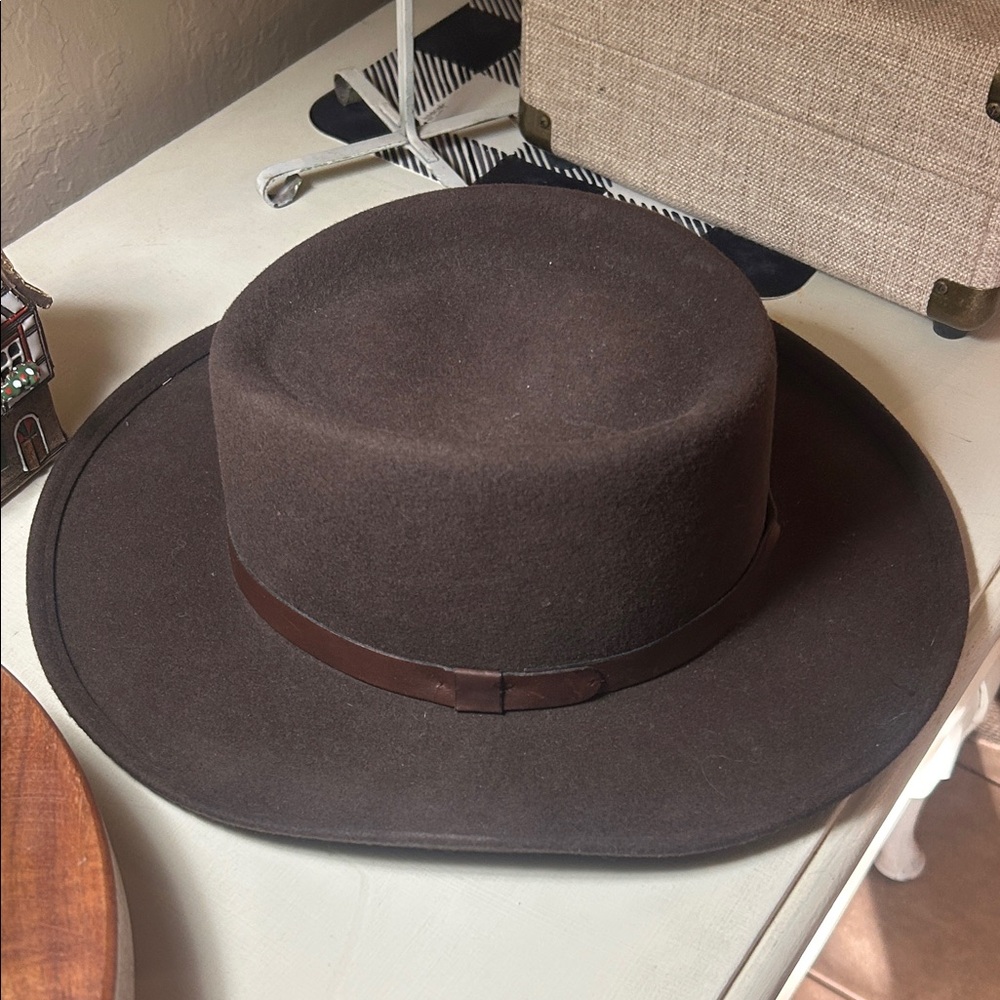 Eddie Bauer 100 percent wool Brown felt  Wide Brim Hat